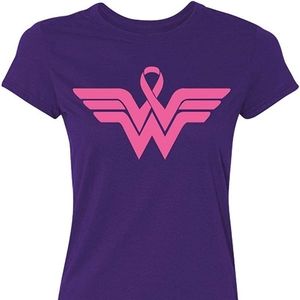 Wonderwoman Breat Cancer Awareness Ribbon Pink Logo